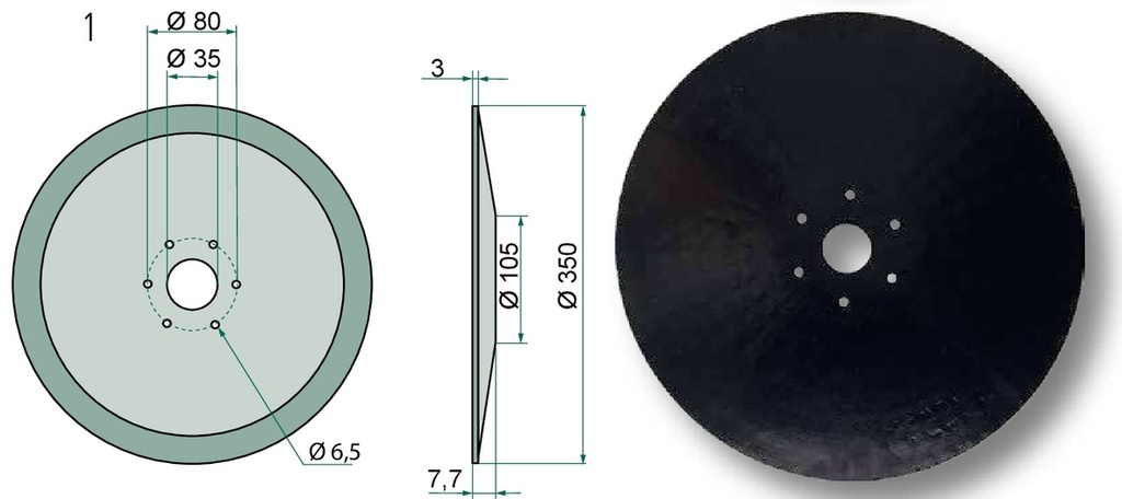 Saiba - neted, Ø 350 x 3 mm, fara lagar