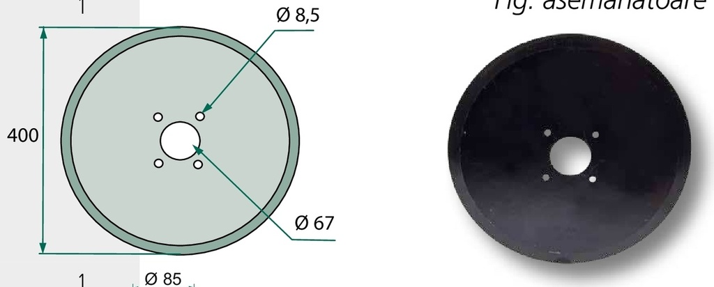 Disc de semanat - versiune noua cu orificiu cilindric Ø 406 x 4 mm