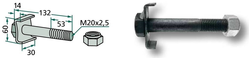 Șurub M20x2,5 - 8.8 - cu piulita
