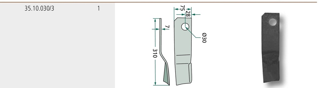 Flail cuțit stânga 310 mm