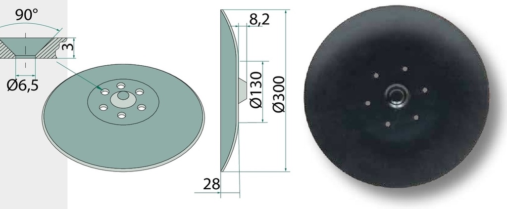 Disc de semanat - 300 x 3 mm, circumferinta orificiu Ø 96 mm, ascutit