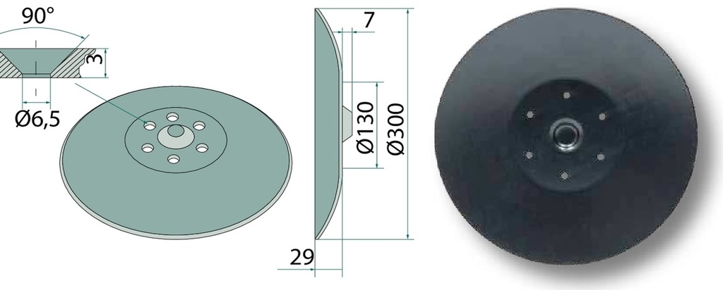 Disc de semanat - 300 x 3 mm, circumferinta orificiu Ø 96 mm, neascutit