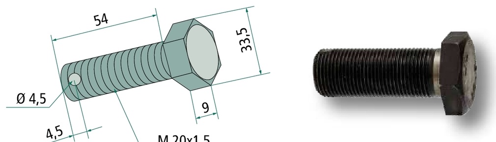 Șurub cu cap plat M20x1,5 - 10.9 54 mm