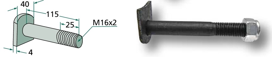 Șurub M16x2 - 8.8 - cu pliuliță