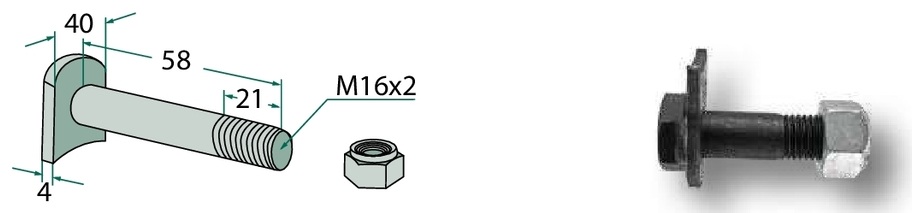 Șurub cu cap plat M16x2 - 10.9 - complet