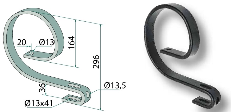 Tirant central - 40 x 12 mm