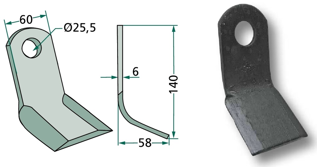 Cuțit Y - 140 x 60 x 6 mm