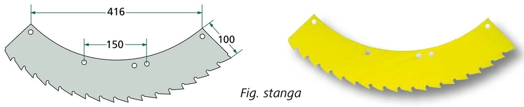 Cutit ferastrau - dreapta si rotire spre stanga tambur mic