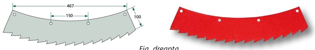 Lamă fierăstrău - dreapta si rotire spre stanga tambur mare