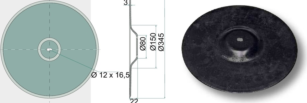 Disc brazdar - plat, Ø 345 x 3 mm