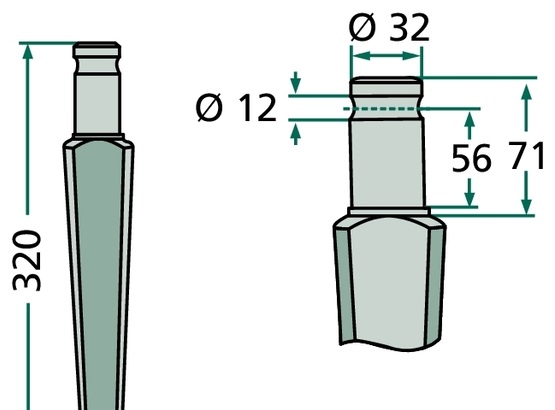 Dinte pentru grapa rotativa 320 mm