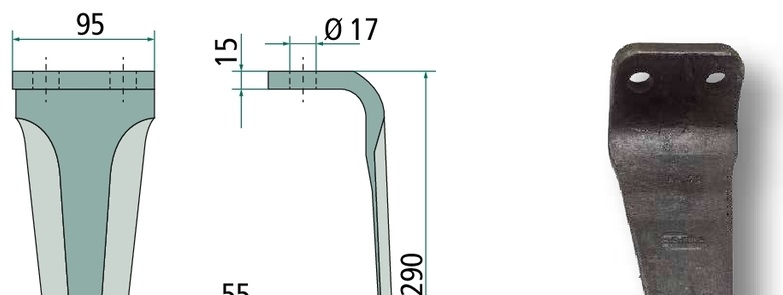 Dinte pentru grapa rotativa 290 mm