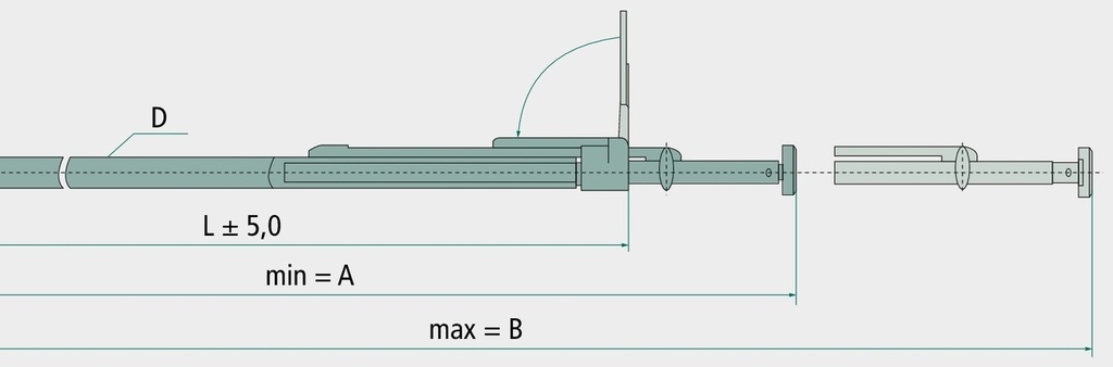 Bară de prindere STEEL 42mm - Picior de cauciuc pe ambele părți, 2,350 - 2,720mm, forță de blocare de până la 150 daN
