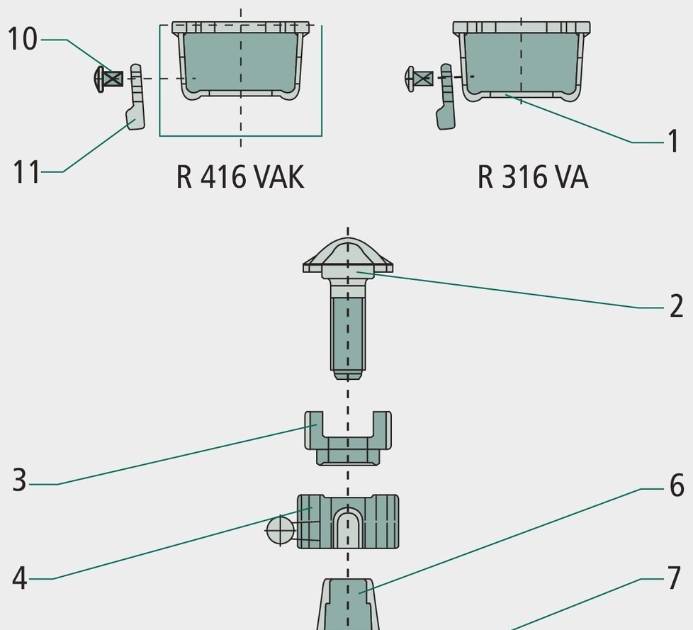 Jost Pivot rotativ • Drehzapfen mit Gewindebegrenzung durch Ring