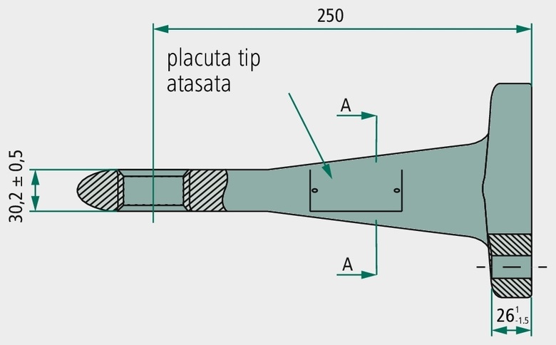 Ochet tractare - Diametru orificiu 40 mm DIN 74054 Flanșă cu 6 găuri, versiunea 1, acoperită KTL