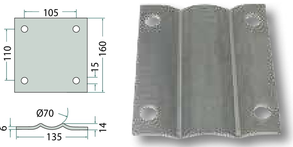 SIMOL Placă de montaj 135 x 156 x 14 mm