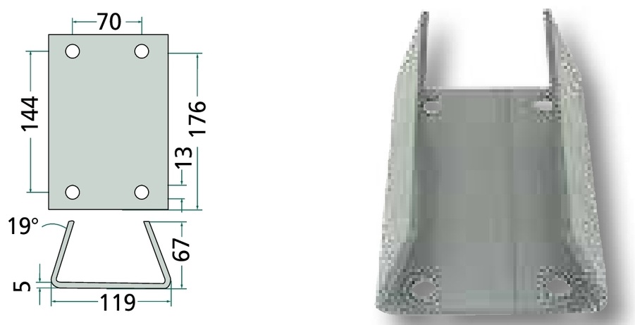 SIMOL Placă de montaj 119 x 176 x 67 mm