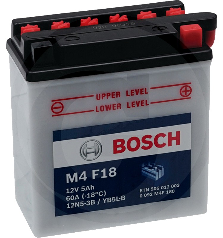 BOSCH Baterie M4 F18 12 V / 5 Ah - Tehnologie SLI; calciu / aliaj de calciu