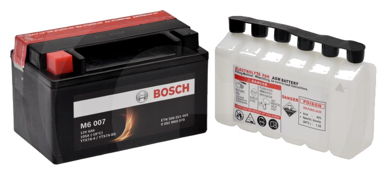 BOSCH Baterie M6 007 12 V / 6 Ah - Tehnologia AGM | PowerFrame | potrivită pentru start / stop