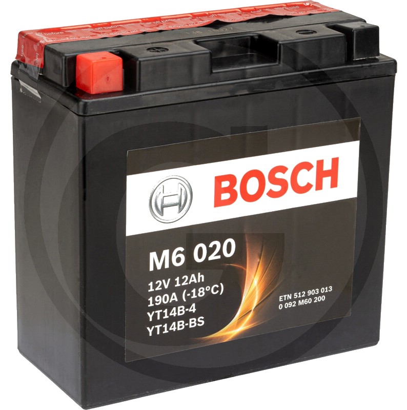 BOSCH Baterie M6 020 12 V / 12 Ah - Tehnologia AGM | PowerFrame | potrivită pentru start / stop