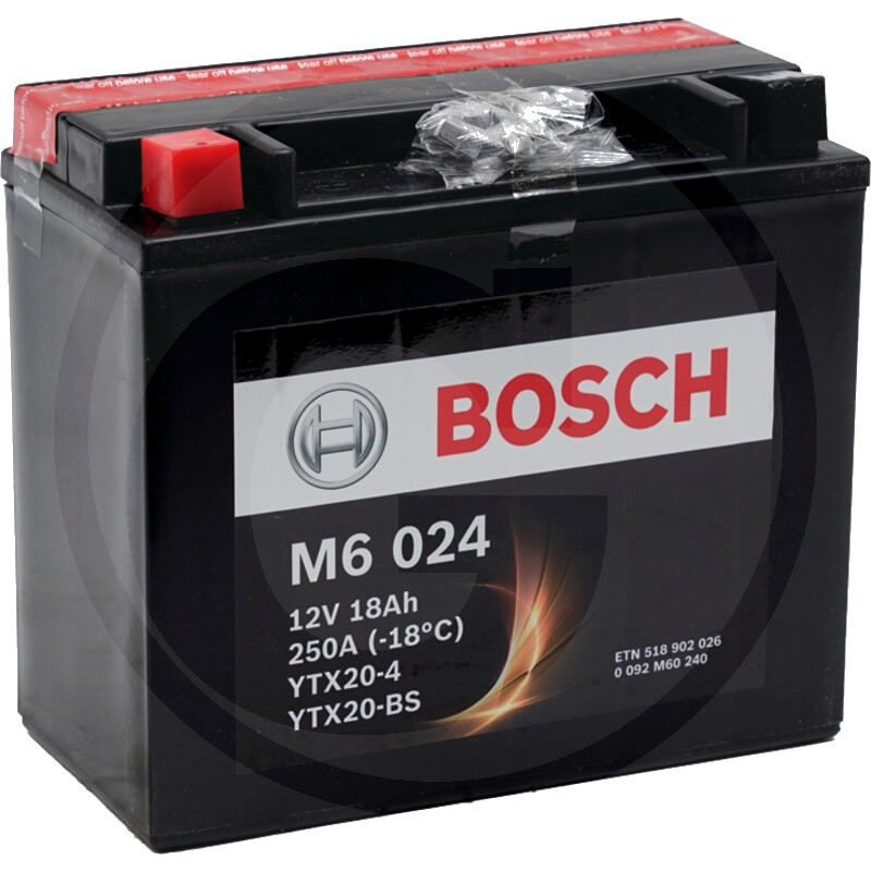BOSCH Baterie M6 024 12 V / 18 Ah - Tehnologia AGM | PowerFrame | potrivită pentru start / stop