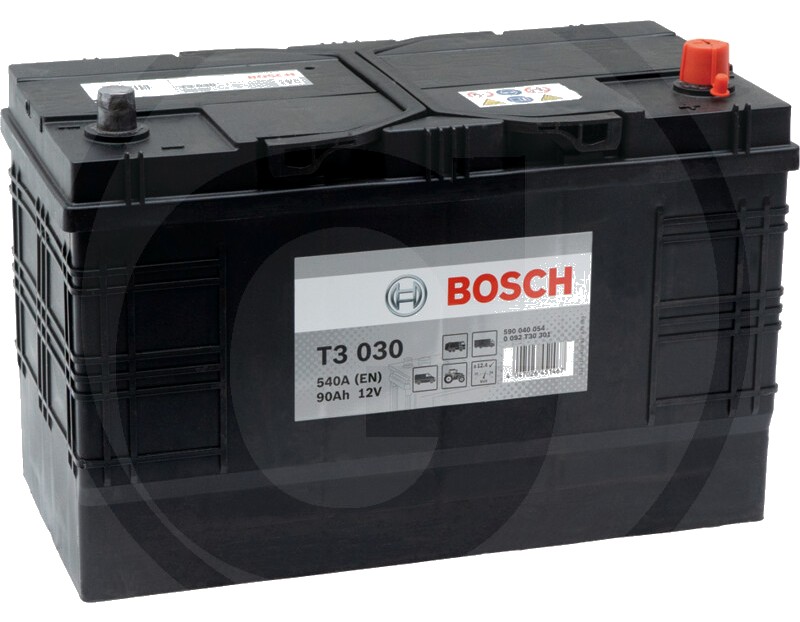 BOSCH Baterie T3 030 12 V / 90 Ah - Tehnologie hibridă SLI; calciu / calciu; reumplere cu apă