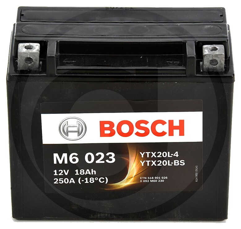 BOSCH Baterie M6 023 12 V / 18 Ah - Tehnologia AGM | PowerFrame | potrivită pentru start / stop