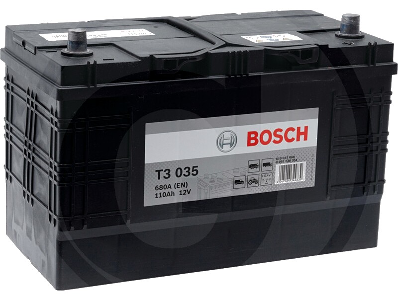 BOSCH Baterie T3 035 12 V / 110 Ah - Tehnologie hibridă SLI; calciu / calciu; reumplere cu apă