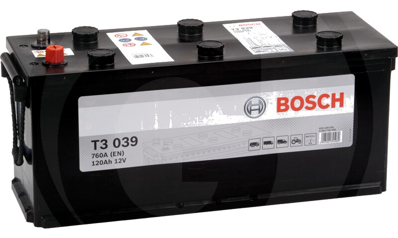 BOSCH Baterie T3 039 12 V / 120 Ah - Tehnologie hibridă SLI; calciu / calciu; reumplere cu apă