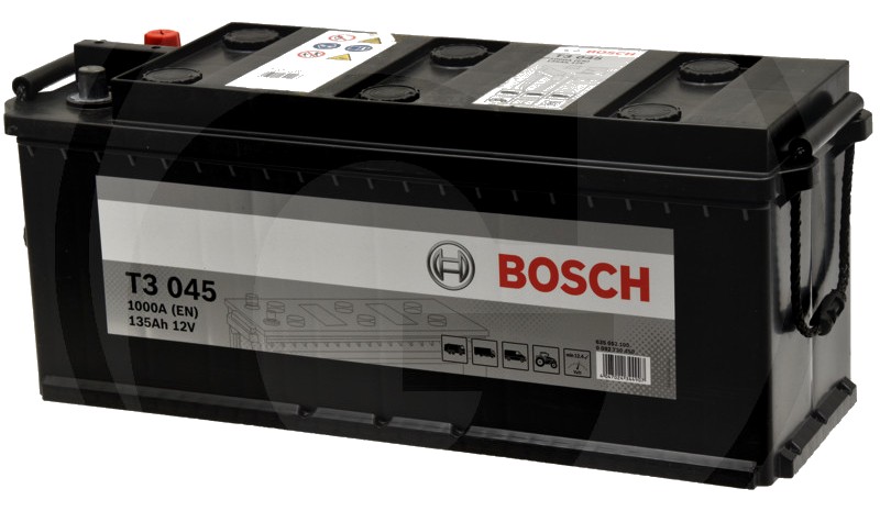 BOSCH Baterie T3 045 12 V / 135 Ah - Tehnologie hibridă SLI; calciu / calciu; reumplere cu apă