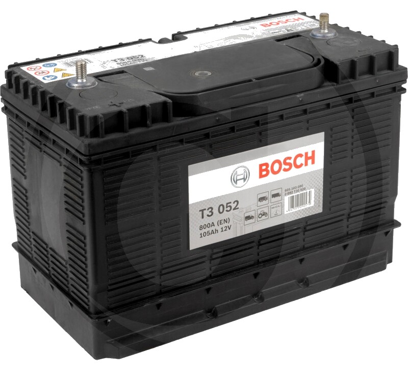 BOSCH Baterie T3 052 12 V / 105 Ah - Tehnologie hibridă SLI; calciu / calciu; reumplere cu apă