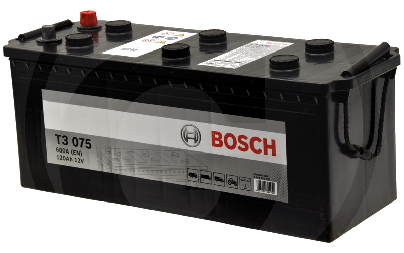 BOSCH Baterie T3 075 12 V / 120 Ah - Tehnologie hibridă SLI; calciu / calciu; reumplere cu apă