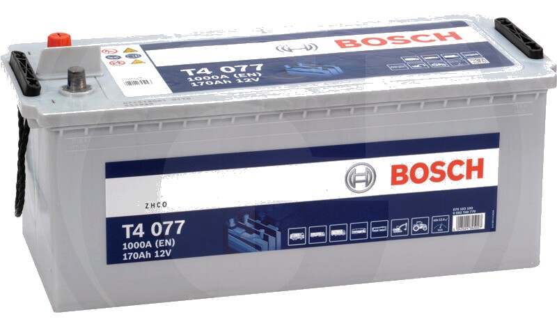 BOSCH Baterie T4 077 12 V / 170 Ah - Tehnologie SLI; calciu / aliaj de calciu