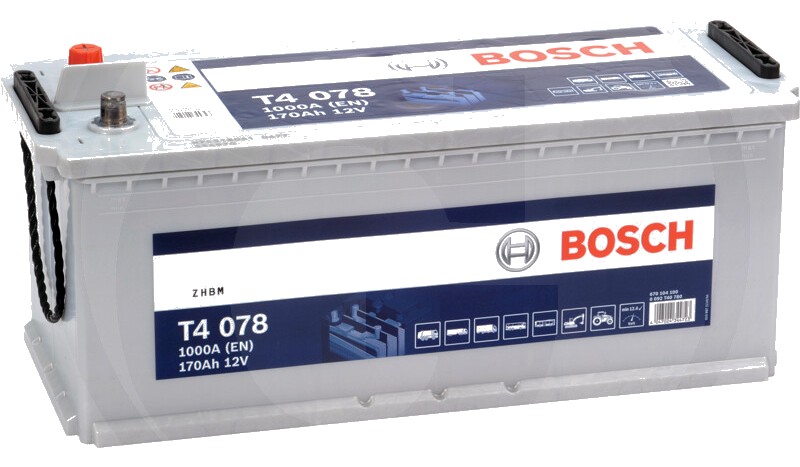 BOSCH Baterie T4 078 12 V / 170 Ah - Tehnologie SLI; calciu / aliaj de calciu