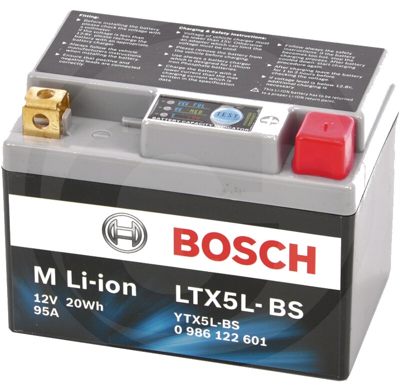BOSCH Baterie M Li-ion LTX5L-BS LION - Tehnologie litiu-ion | pentru vehicule pe două roți cu consum ridicat de energie