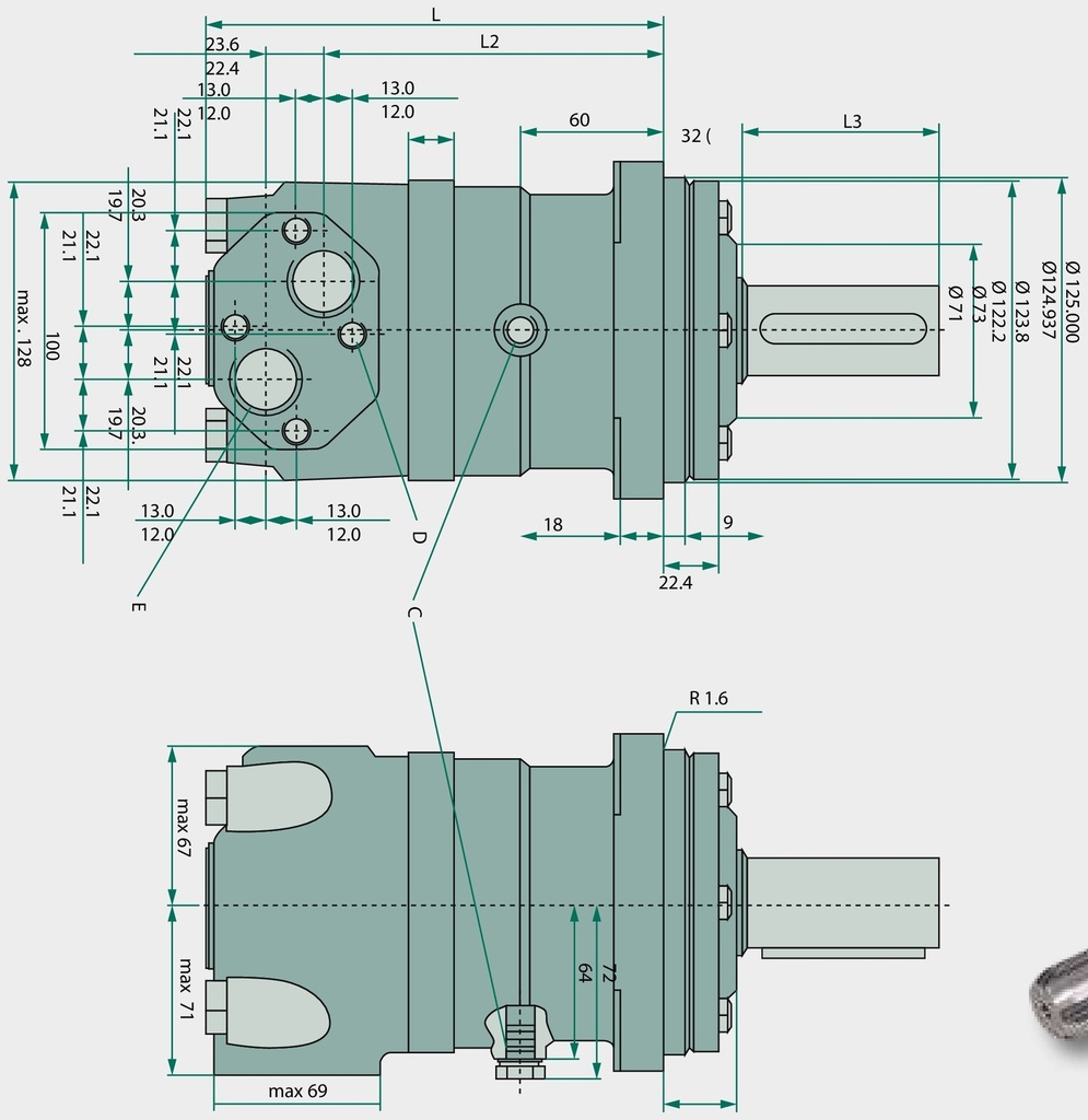 WHITE Motor hidraulic OMT 400 m. PTO-ax 221 mm