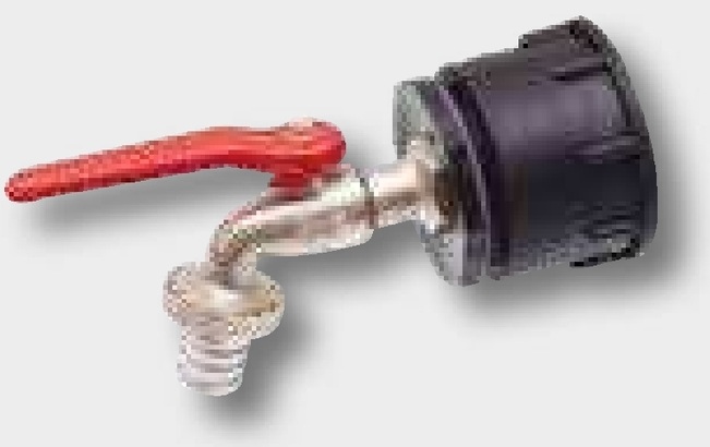 Adaptor IBC extra scurt - S60x6 incl.robinet cu bila din alama 3/4" si manson cu Ø 19 mm