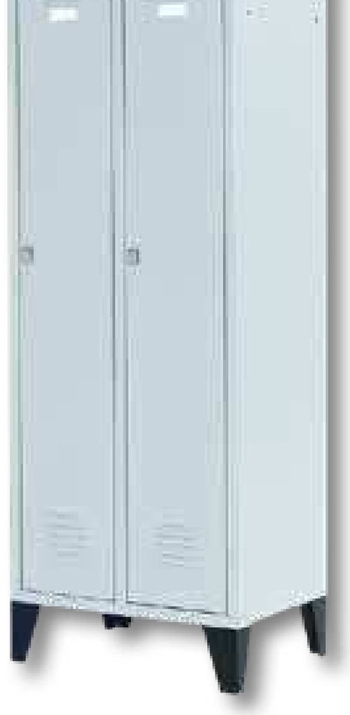 Lada pentru haine 2 compartimente, 630x1850x500 (BxHxT), latime compartimente 300 mm, cu suporturi, gri deschis