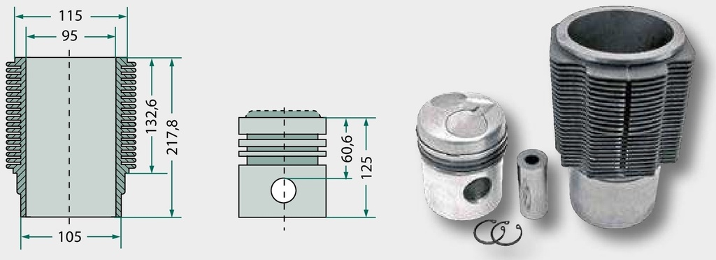 Set inele piston - 5 inele, diametru 95 mm, 2,5 mm / 2,5 mm / 2,5 mm / 5 mm / 5 mm