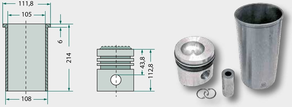 Set segmenti de piston - 4 inele, Ø 105 mm 3 mm (inel trapez) / 2 mm / 2 mm / 4 mm