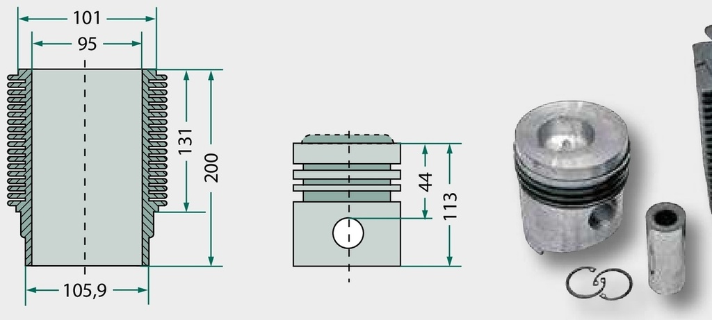 Set segmenti de piston - 3 segmenti 2,35 (inel trapez) / 2 mm / 3 mm