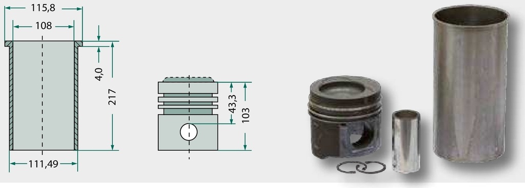 Set segmenti de piston - 3 segmenti, Ø 108 mm 3 mm (inel trapez) / 2,5 mm / 4 mm