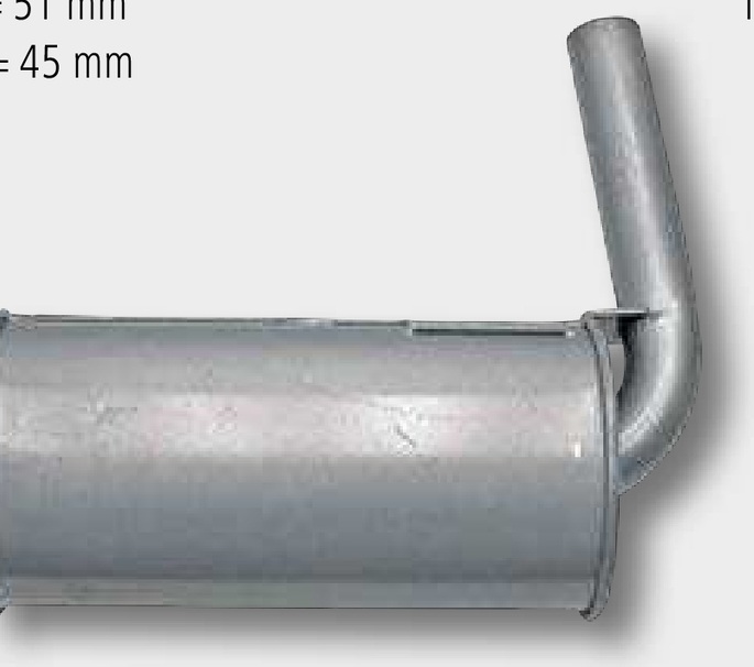 Amortizor zgomot Lungime = 1130 mm Diametru interior = 55 mm evacuare Ø = 45 mm