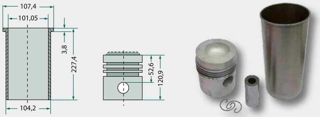 Set segmenti de piston - (doar ptr. bucsa fonta) 4 segmenti, Ø 98,48 mm 2,4 mm / 2,4 mm / 2,4 mm / 6,35 mm