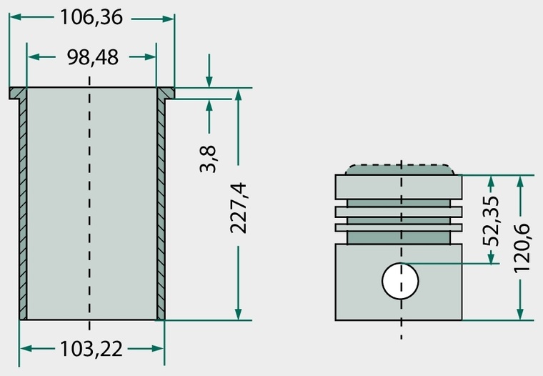 Set segmenti de piston - (doar ptr. bucsa fonta) 5 inele, Ø 98,48 mm 2,4 mm / 2,4 mm / 2,4 mm / 6,35 mm / 6,35 mm