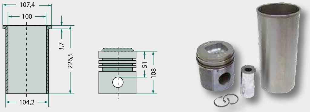 Set segmenti de piston - 3 inele, Ø 100 mm 2,5 mm / 2,5 mm / 4 mm