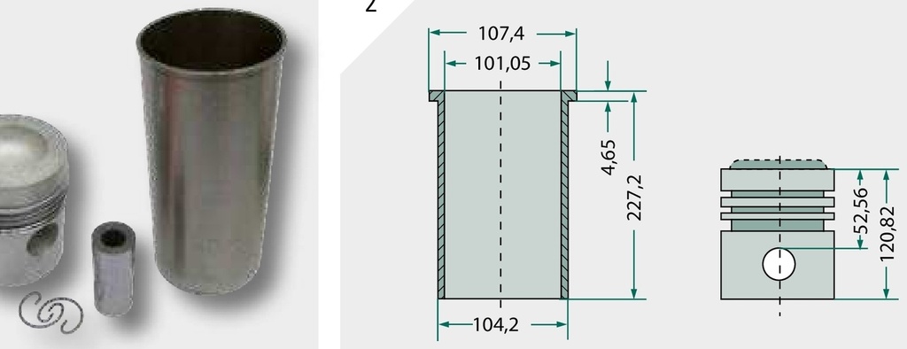 Set segmenti de piston - (doar ptr. bucsa fonta) 3 inele, Ø 98,48 mm 2,4 mm / 2,4 mm / 6,35 mm