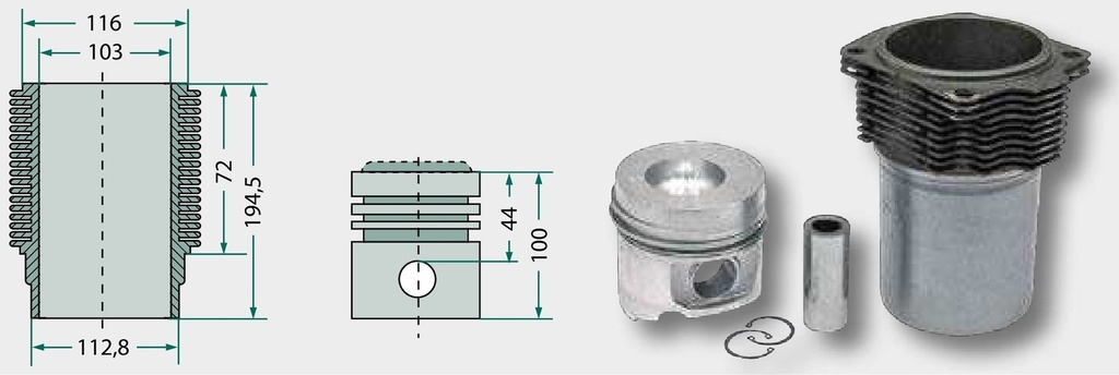 Set segmenti de piston - 4 inele, Ø 100 mm