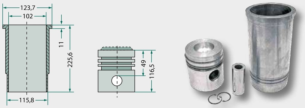 Set segmenti de piston - 3 inele, Ø 102 mm 3 mm / 3 mm / 5 mm