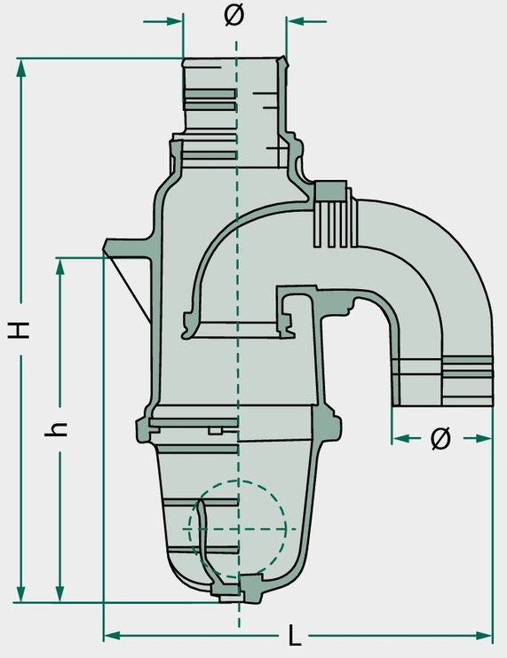 MZ Separator sifon Art. 0240, Ø 60mm Art. 0240 (24), racord drept